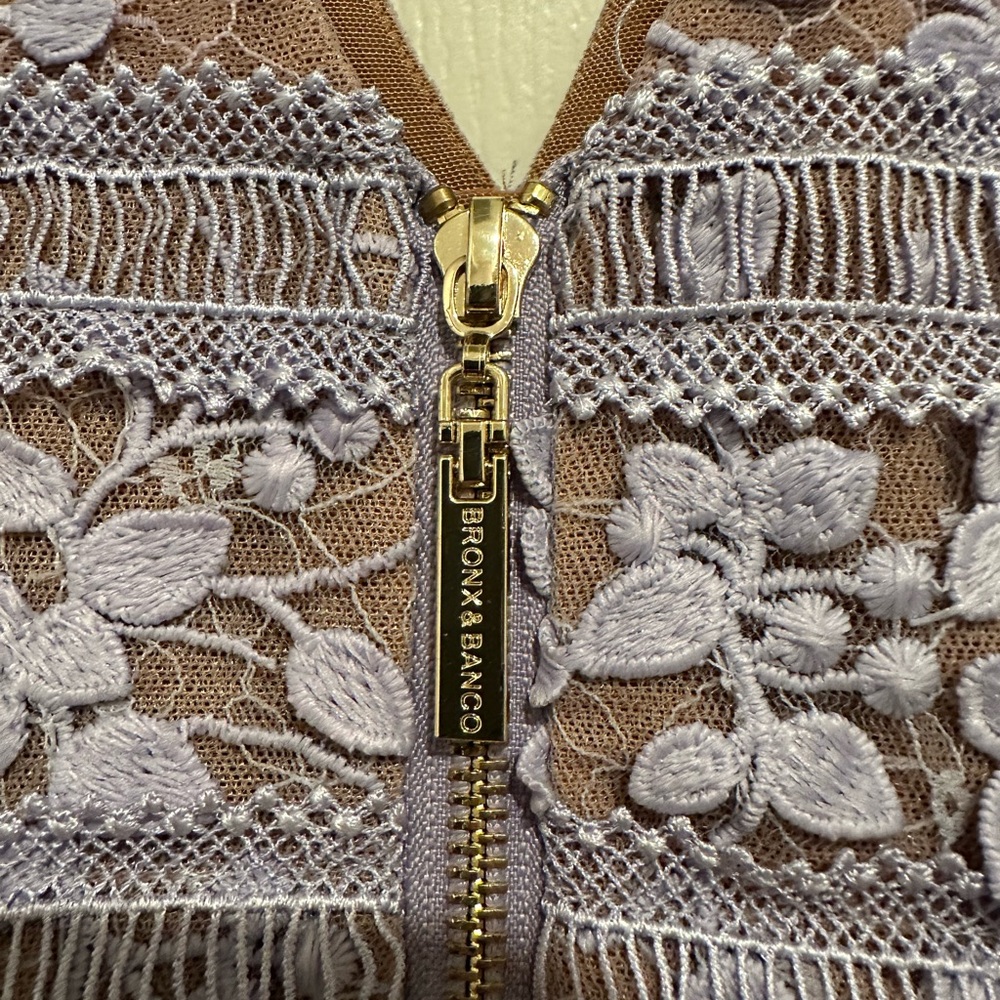 Bronx and Banco Megan Sleeveless V-Neck Lace Gown Lavender Size US 8 - Picture 10 of 16